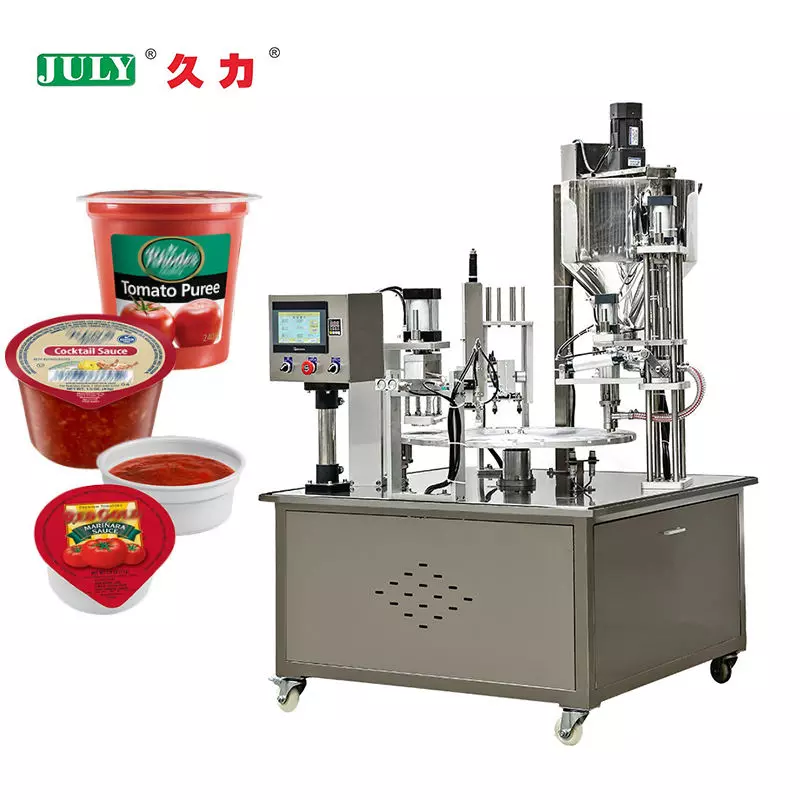 Automatic Cup Filling and Sealing Machine | Rotary Type for Sauce, Paste & Food Cups